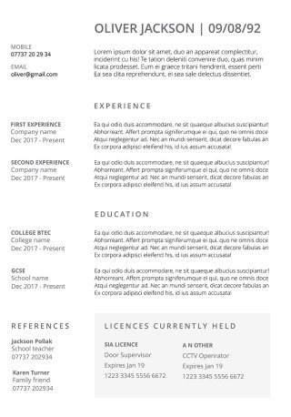 door supervisor cv