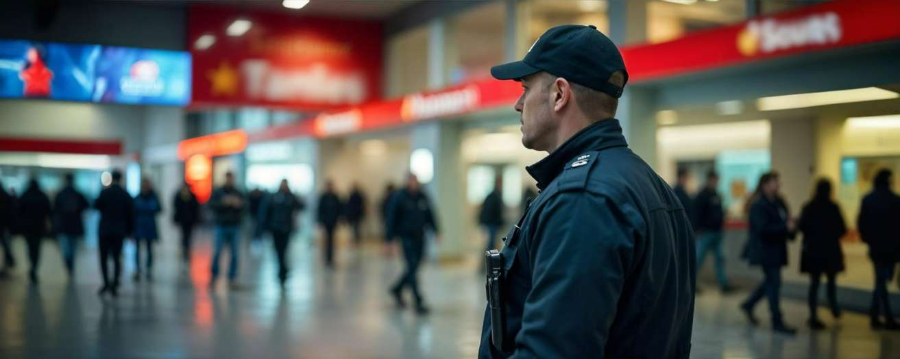 A security professional guarding premises after completing a door supervisor course
