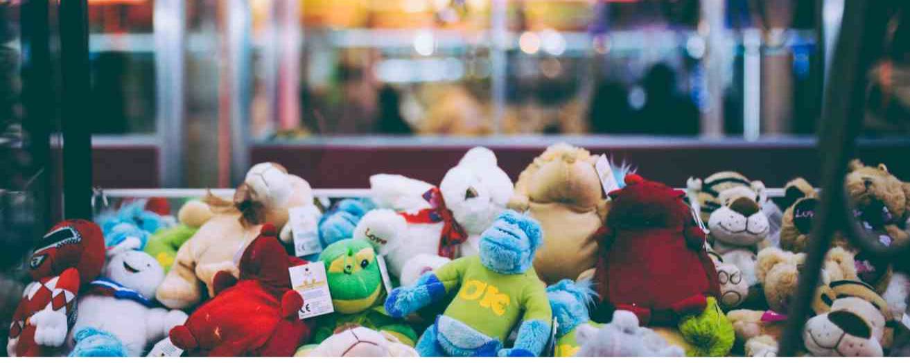 stuffed toys at a toy store at risk of being stolen in a retail crime incident