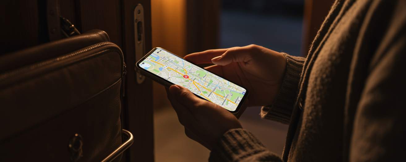 a woman sharing her location before heading out