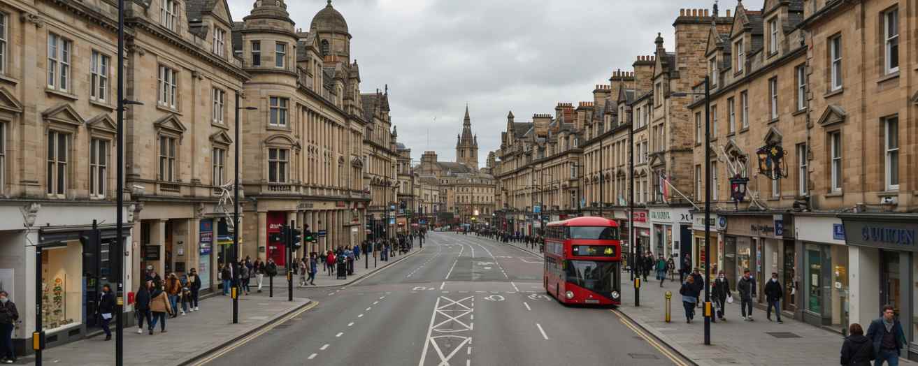a busy city centre in the UK