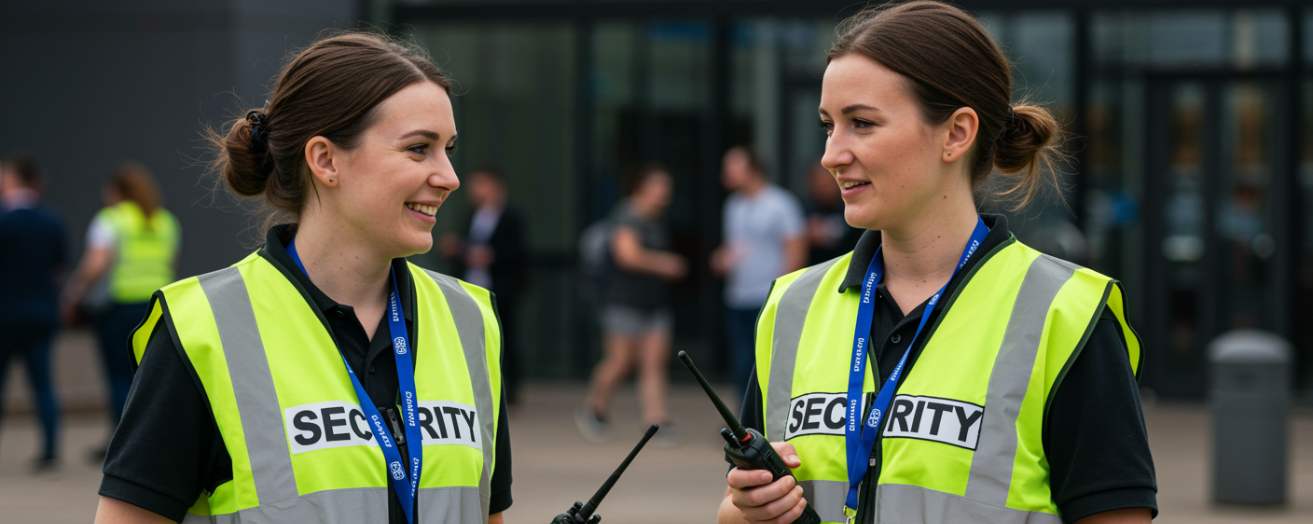 two female security officers on duty