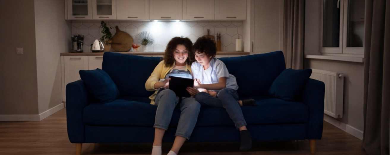 a parent monitoring her child's online activities