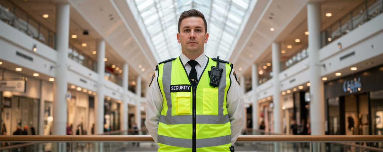 a security officer on duty inside a mall