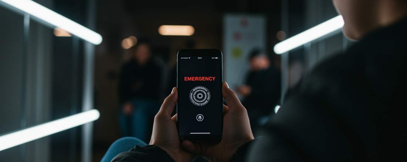 a close-up of a phone screen showing someone using emergency services