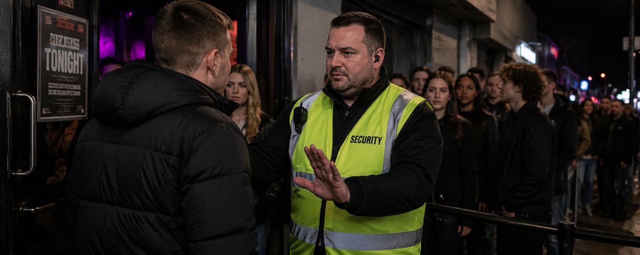 a security officer outside a venue entrance