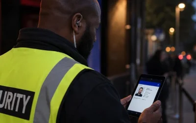 an SIA officer verifying his SIA card details