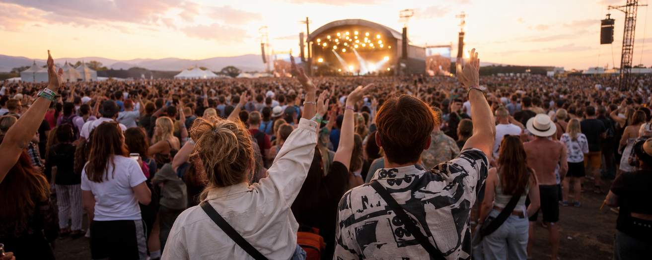 a crowd at a music festival in the UK