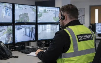 A CCTV operator inside a control room