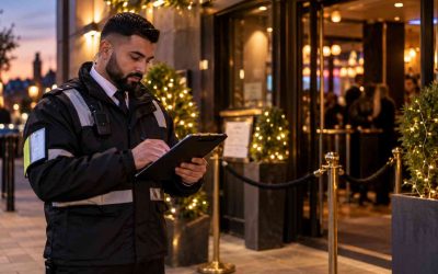 a door supervisor checking ids at a venue entrance